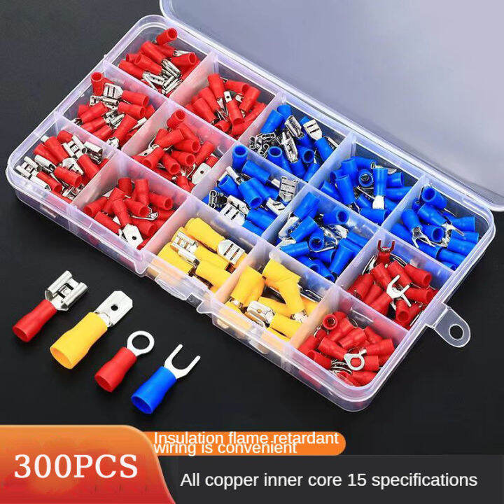 300Pcs Assorted Spade Terminals Insulated Cable Connector Electrical ...