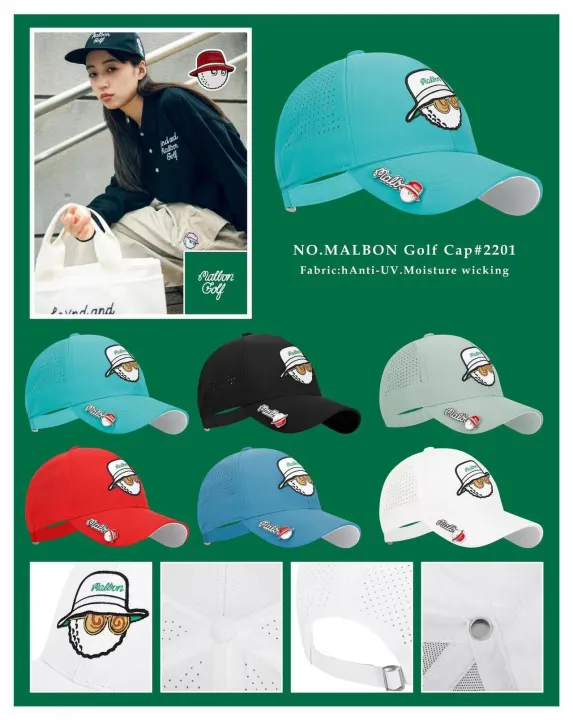 MALBON GOLF CAP outdoor shade white men and women black baseball CAP