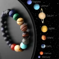 【PrettySet】Natural Stone Universe Planetary Bracelet Couple Chakra Galaxy Bracelets With Solar System Couple Bracelet Hand Bead Jewelry Gift