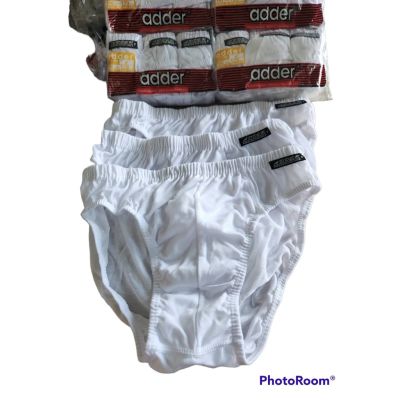 กางเกงในชาย Adder # 303 แพ็คถุงซิบ 3 ตัว/ขาวล้วน เนื้อผ้า Cotton ขอบหุ้ม ขอบผ้า(F/L/XL)