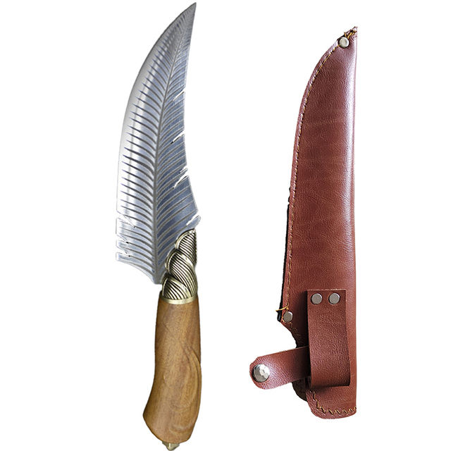 kitchen-knife-copper-decor-handmade-barbecue-cleaver-hunting-knife-with-holster-6-inch-beautiful-knife-with-patterns-พร้อมส่ง-ส่งจากร้าน-malcolm-store-กรุงเทพฯ
