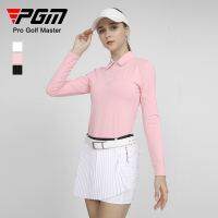 Atari PGM Golf เสื้อแขนยาว windproof WARM แฟชั่นเสื้อยืด lapel Design Elastic TOP ฤดูใบไม้ร่วงฤดูหนาว Golf Wear สำหรับผู้หญิง YF539