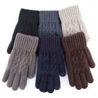 【cw】 New Man Keep Warm Cashmere Thicken Knitted Gloves Outdoor Cycling Windproof Elasticity Male Soft 【hot】