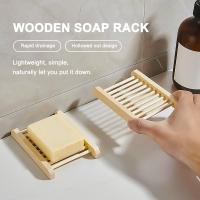 1PC Soap Box Natural Wooden Soap Holder Bath Soap Holder Bamboo Case Tray Wooden Prevent Mildew Drain Box Bathroom Accessories