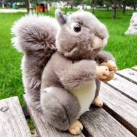 1pc Wild World Super Lifelike Grey Squirrel Plushie Stuffed Simulation Fluffy Hair Big Umbrella Tail Animal Peanut Plush