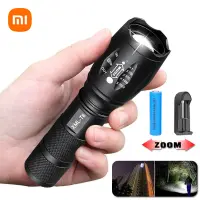 sell well feytu308 - / XIAOMI ไฟฉาย LED ทรงพลัง Zoomable Super Bright ไฟฉายแบบพกพาแบบชาร์จไฟได้กลางแจ้งแคมป์ปิ้งจักรยานไฟฉายยุทธวิธี