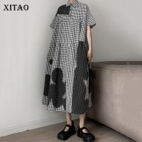 XITAO Dress Fashion Loose Casual Women Plaid Dress