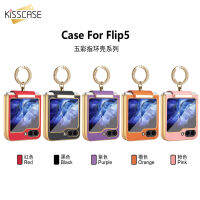 KISSCASE บานพับหนังพียูป้องกันหุ้มสำหรับ Samsung Galaxy Z Flip 5 5G เคสพร้อมหน้าจอขนาดเล็กฟิล์มสำหรับ Samsung Samsung Z Flip5สายรัดข้อมือที่จับเคสที่มีห่วงใส่นิ้ว