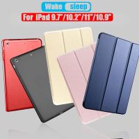 Casing Tablet บางเฉียบสำหรับ iPad Air 2022 4th 5th Gen Pro 11 12.9เคส M2 10.2 9/10th 10.9 Air3 10.5 Mini 6เคสมือถือแม่เหล็กพับได้แข็ง Casing PC