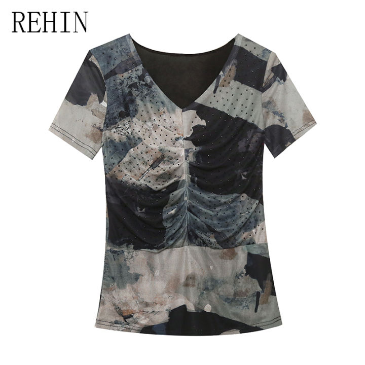 rehin-เสื้อยืดคอวีผู้หญิง-เสื้อยืดคอวีสว่านร้อนเข้ารูปพอดีใส่ได้หลายโอกาส-s-3xl-เสื้อนอกที่ใส่เข้ากับทุกชุด