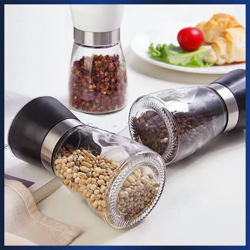 1Pcs,Pepper grinder, manual grinding bottle, small seasoning bottle, glass  sea salt pepper seasoning bottle, grinding powder ultrafine