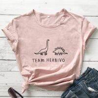 Team Herbivo Cute Dinosaur T-shirt 90s Girls Harajuku Graphic Tees Tops Funny Summer Women Clothes Vegan Tshirt Drop Shipping