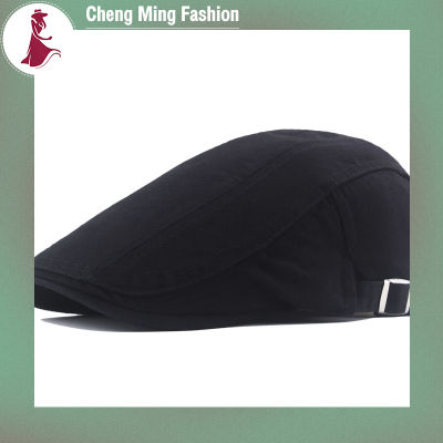 Cheng Ming หมวกเบเร่ต์ผ้าฝ้ายผู้ชาย,หมวก Cabbie ระบายอากาศได้ดีปรับหมวกนิวส์บอยสีทึบทันสมัย