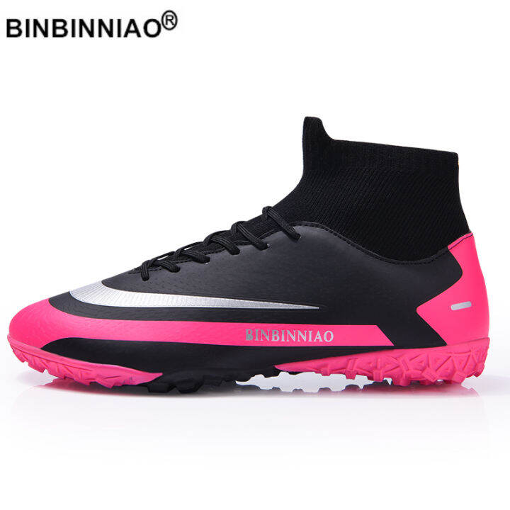 binbinniao-high-ankle-soccer-shoes-men-breathable-high-top-football-boots-turf-soccer-cleats-kids-ag-women-soft-football-shoes