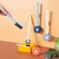 ▧✙卍 Silicone Bristles Toilet Brush and Holder for Bathroom Storage and Organization Compact Wall Hang Cleaning Kit WC Accessories