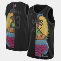 เสื้อกีฬาแขนสั้น ลายทีม KAWS Michael Jordan Third Noir Jointly NBA สีดํา สําหรับผู้ชาย