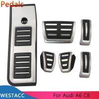 แป้นรถเหล็กสแตนเลสสำหรับ C8 A6ออดี้2018-2021ที่ MT Accelerator คลัตช์เบรกแก๊สส่วนที่เหลือของฝาครอบเหยียบอุปกรณ์เสริม