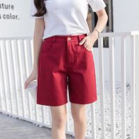 New loose Solid color Candy color wide-legged shorts