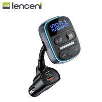 LENCENT เครื่องส่งสัญญาณบลูทูธ5.0 FM,อะแดปเตอร์รถยนต์บลูทูธพร้อม PD 30W &amp; ที่ชาร์จความเร็วสูง QC3.0เพลง Hi-Fi ตัวแปลงบลูทูธ FM ในรถที่ชัดเจน【ไฟสี】