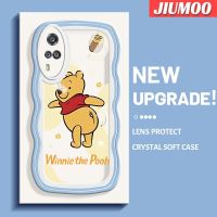 เคส JIUMOO สำหรับ VIVO Y51 2020 Y31 2021 Y51A 2021 Y53s Y33น่ารักวินนี่ช้อนส้อมมีดหมีพูห์สีสันสดใสลายคลื่นเคสโทรศัพท์โปร่งใสนิ่มเคสกันกระแทกง่ายป้องกันเลนส์กล้องโคฟซิลิโคนใส