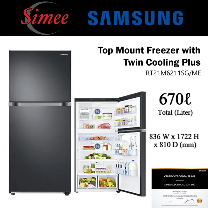 Samsung 670L Refrigerator Top Mount Freezer with Twin Cooling Plus