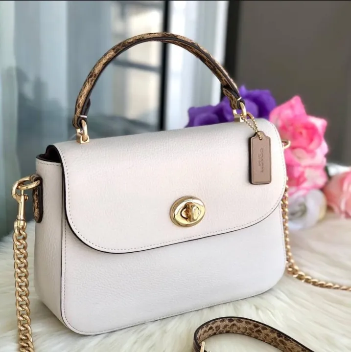 Coach C1560 Marlie Top Handle Satchel Bag in Chalk Refined Pebble