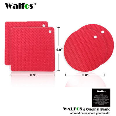 Walfos Silicone Trivet Mats 4 Heat Resistant Pot Holders Multipurpose Non-Slip for Kitchen Potholders Hot Dishers Jar Opener