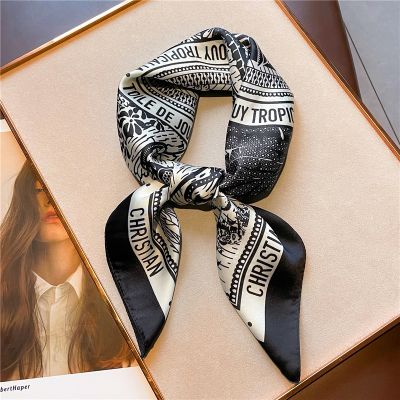 Print 70cm Silk Satin Headkerchief Women Luxury Design Neck Tie Scarf Female Hair Hand Wrist Foulard Shawl Hijab Bandana New
