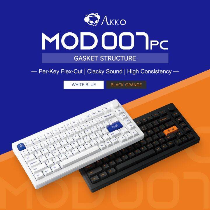 Akko MOD 007 PC Blue On White 75% Mechanical Keyboard Wired Hot-Swap ...