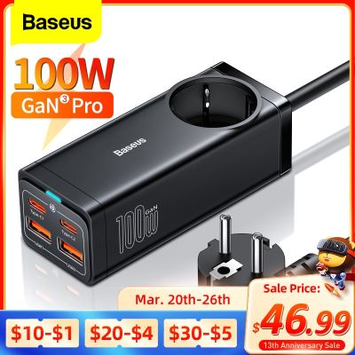 Baseus ปลั๊กไฟเครื่องชาร์จ USB GaN Type C PD QC ชาร์จเร็ว,100W 65W 4.0 3.0ตัวชาร์จไฟสำหรับ iPhone 14 13 MacBook Pro