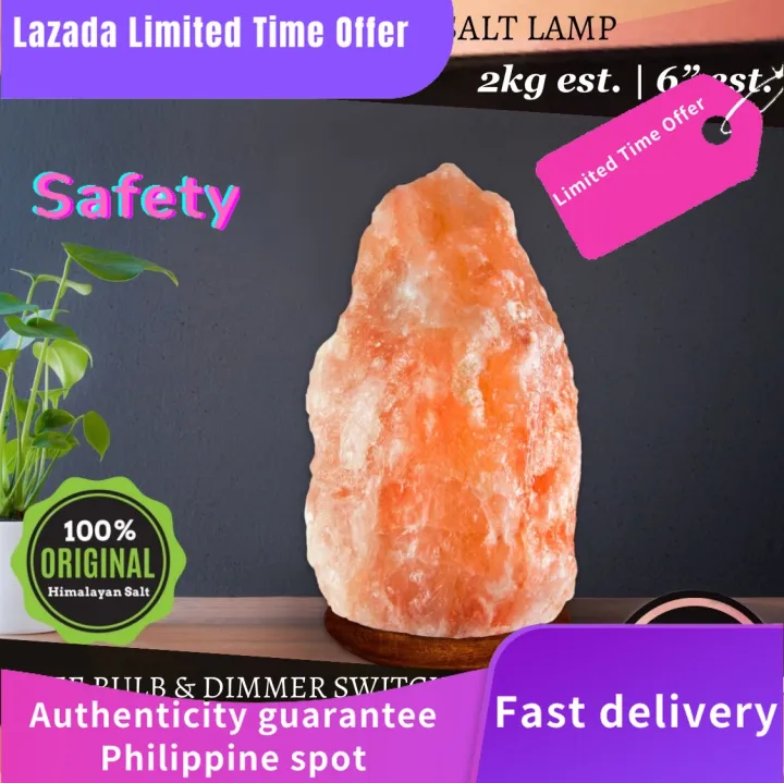 TMP Pakistan Himalayan Salt Lamp 2kg est. with dimmer switch and bulb