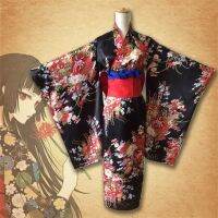 ญี่ปุ่นแบบดั้งเดิมชุดกิโมโนอะนิเมะสาวนรกเครื่องแต่งกายคอสเพลย์ Obi Haori วินเทจลายดอกไม้เสื้อคลุมเวทีแฟนซีสวมใส่ฮาโลวีนมืด