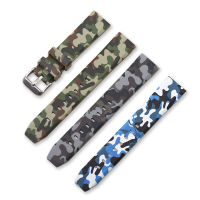 Universal Camouflage Silicone Watch Strap Army Green Jungle Hunting 20mm 22mm 24mm Outdoor Sports Watch Band