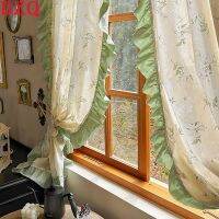 【HOT】✖℗ Idyllic French Flowers Door Curtains for Room Warp Ruffled Cotton and A401