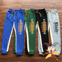 Spliced Stripde Sweatpants Men Women Jogger Drawstring Trousers Pants