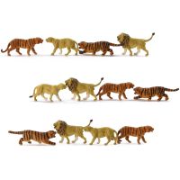 12Pcs/24Pcs Model Railway HO Scale 1:87 Painted Wild Animal PVC Tiger Lion AN8715