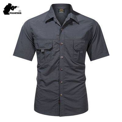 ZZOOI Summer Mens Shirt Short Sleeve Male Shirt Oversize Solid Quick Drying Casual Shirt Men Clothing Camping Fishing Shirts
