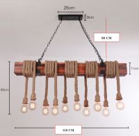 SZP0338 โคมไฟเพดานไม้ท่อนประดับไฟระย้าพันเชือกมะนิลา