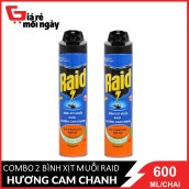 Combo 2 Bình xịt muỗi Raid Hương cam&chanh 600ml X2