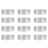 24 Pack Stainless Steel Tart Rings,Perforated Cake Mousse Ring,Cake Ring Mold,Round Cake Baking Tools 6cm