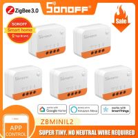 ∈ 1-10PCS SONOFF ZBMINI L2 Zigbee Switch No Neutral Wire Required Smart Home Wireless 2 Way Module Switch EWeLink APP Control