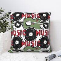 【CW】 N Roll Punk Vinyl Guitars Cushion Cover Pillowcase for 40x40cm