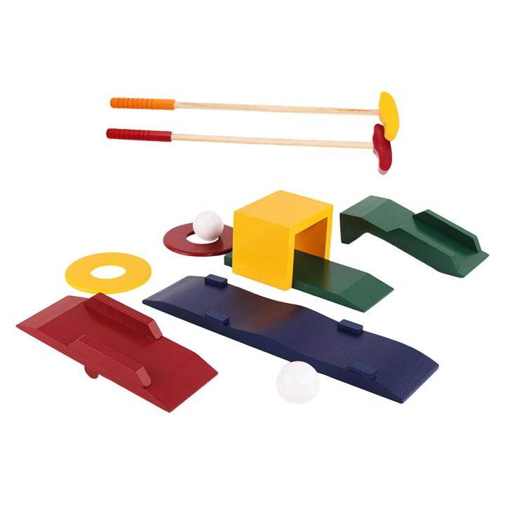 Wooden Golf Course Toy Set Golfer Golf Clubs Sports Game Exercise Ball