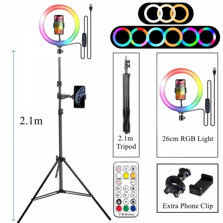 หลอดไฟ-rgb-ไฟกลมพร้อมขาตั้งสำหรับสมาร์ทโฟนไฟ-led-แฟลชวิดีโอสำหรับทำแสงไฟถ่ายภาพ-youtube