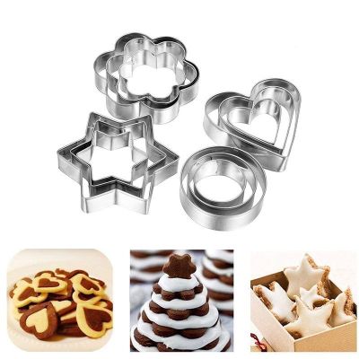 พิมพ์ขนมต่างๆ พิมพ์คุกกี้ 12 ชิ้น 4 ลาย พิมพ์กดคุกกี้ สแตนเลส แม่พิมพ์คุกกี้ Cookie cutter set 12 ชิ้น  ที่ตัดคุกกี้ พิมพ์ทำขนม พิมพ์ทำขนม