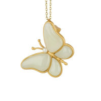 S925 silver gilt inlaid Hetian jade sapphire Butterfly Brooch high-end elegant versatile pendant dual-purpose style