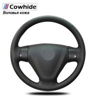 Handsewing Black Genuine Leather Steering Wheel Covers For Kia 2005-2009 Kia Rio 2007 Rio Hyundai Accent