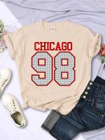 Chicago 98 Street City Letter Print Woman T-Shirts Breathable Casual Tshirt Street Hip Hop Short Sleeve Fashion Sport T Shirt