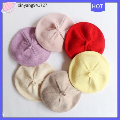 หมวกเบเร่ต์ถักสำหรับเด็กหมวกเบเร่ต์ถักแบบ XINYANG941727หมวก Topi Baret Bayi หลากสีสไตล์เกาหลีสำหรับเด็กผู้หญิงหมวกสำหรับศิลปินที่เป็นหมวกเจ้าหญิงทึบ