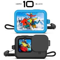 GoPro Hero 10 Sleeve Housing Case Frame Lens Cap Black Cover for Go pro 10 Silicon Protective Cover Case with Lanyard Accessory